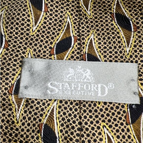 Stafford Ties Brown and Black Abstract Print in 100% Imported Silk - Picture 3 of 4